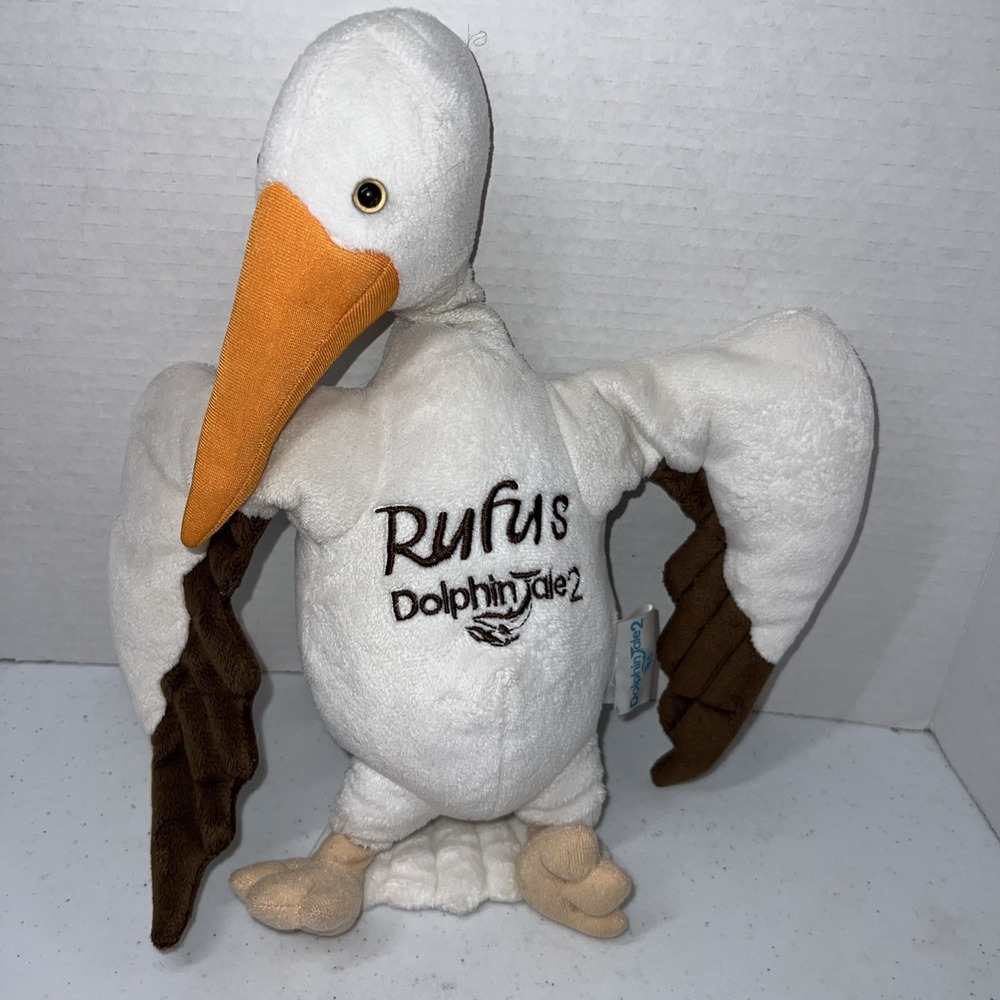 DOLPHIN TALE 2 White 14" Plush RUFUS Pelican Bird Warner Bros Stuffed Animal Toy